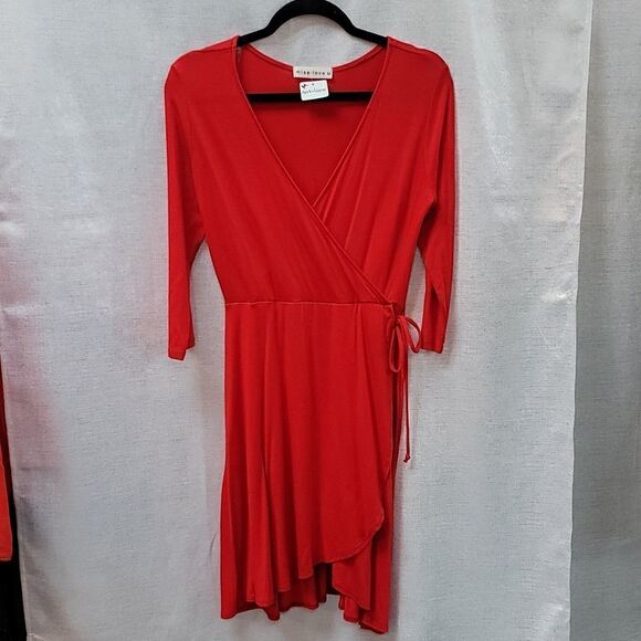 NWT Red Faux Wrap Dress By Apricot Lane - Picture 1 of 7